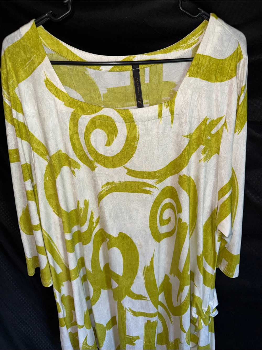 Women’s White Tunic with Olive-Green Abstract Print